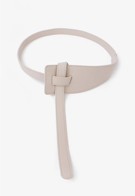 Solid PU Leather Tie Belt