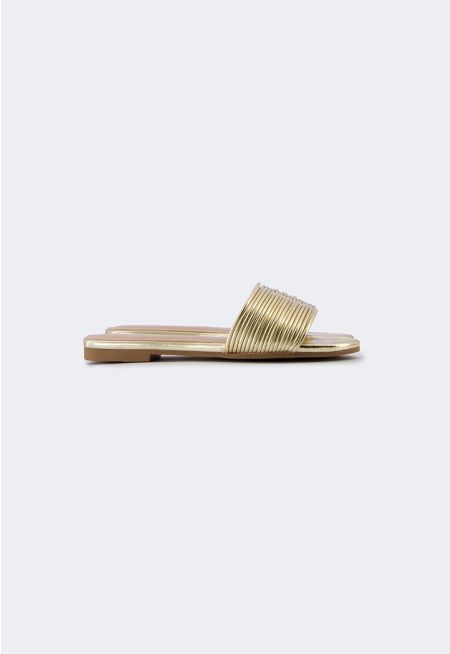 Metallic Strap Flats