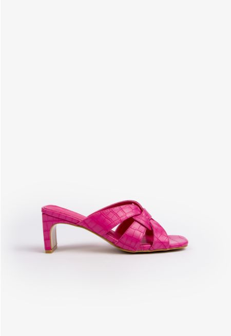 Iconic Textured Leather Heeled Sandals