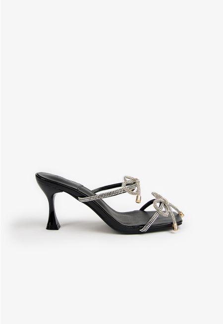 Double Strap Crystal Embellished Heels