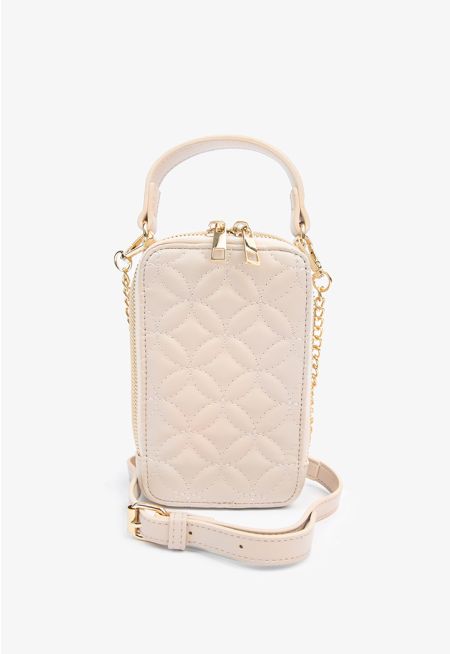 Solid Quilted Crossbody Bag