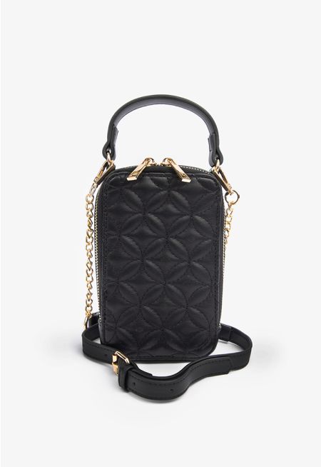 Solid Quilted Crossbody Bag