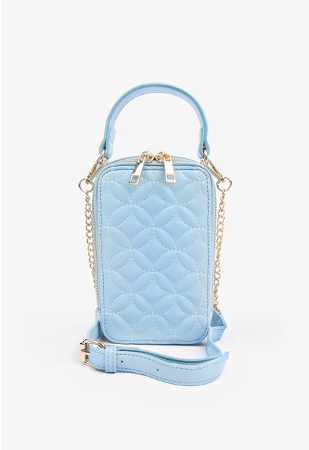 Solid Quilted Crossbody Bag