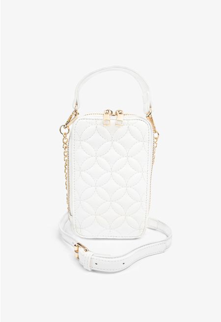 Solid Quilted Crossbody Bag