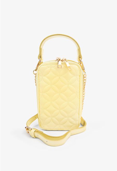 Solid Quilted Crossbody Bag