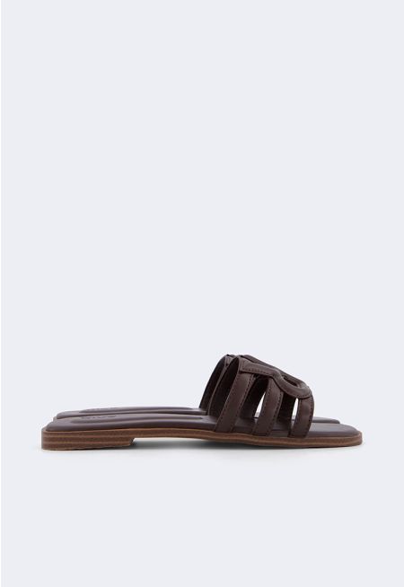 PU Leather Monogram Flats