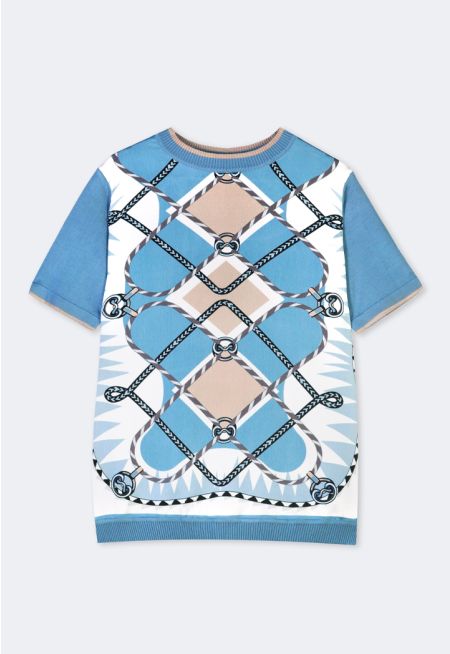 Rope Print Knitted T-Shirt