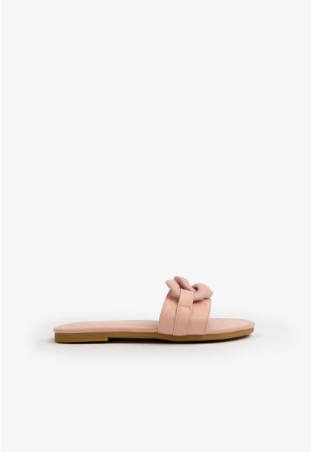 Chunky Chained Strap Flat Slides