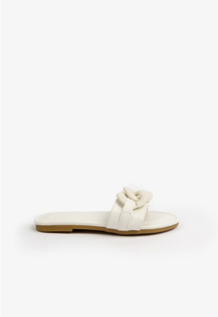 Chunky Chained Strap Flat Slides