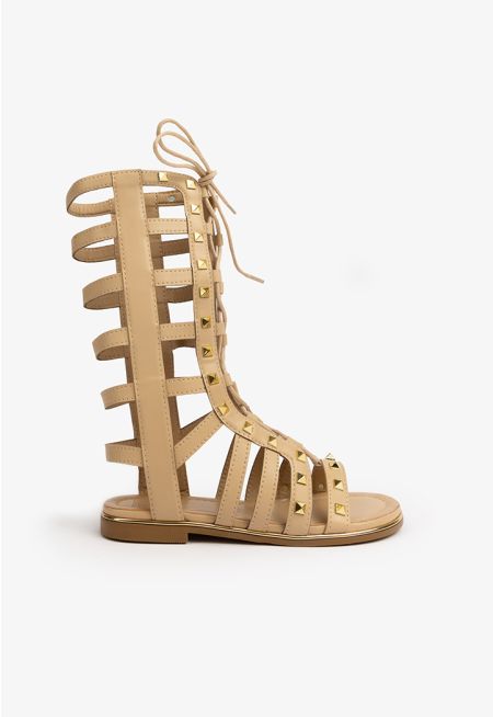 Studded Zip Up Gladiator Sandals