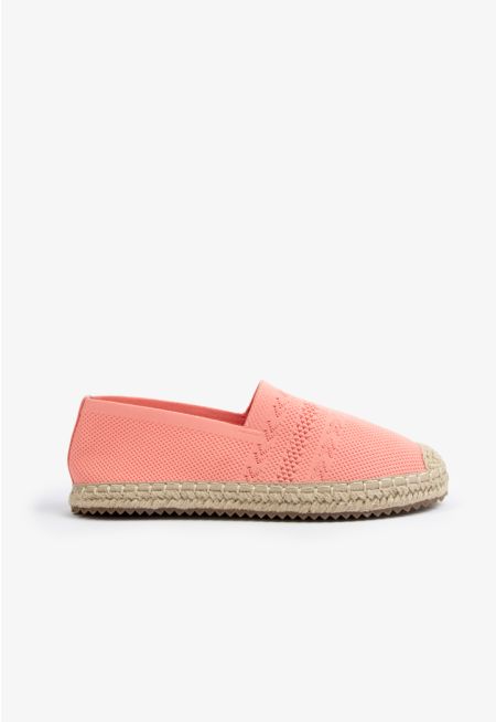 Solid Knitted Faux Straw Loafers