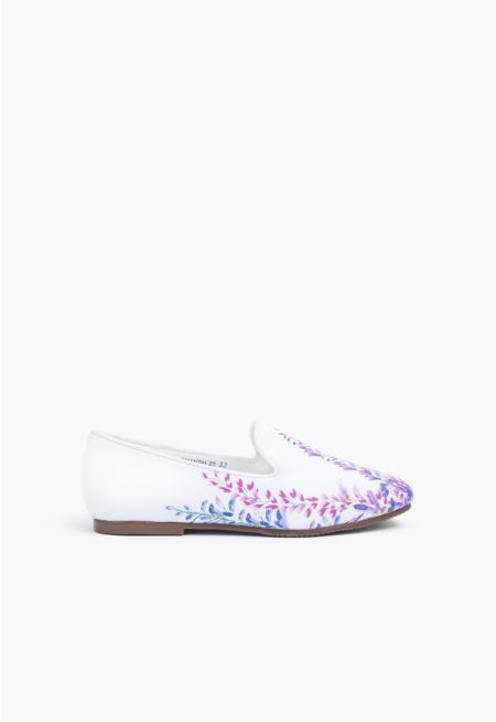 Vibrant Floral Print Flat Loafers