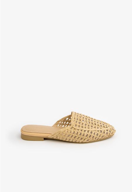 Rustic Woven Flat Mules