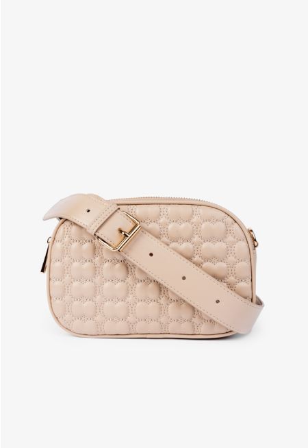 Solid Monogram Quilted Crossbody Bag