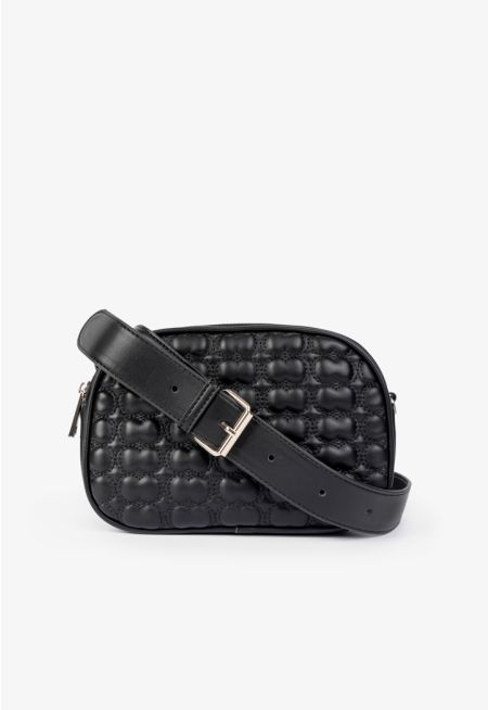 Solid Monogram Quilted Crossbody Bag