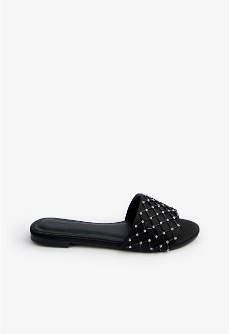 Crystal Embellished Sequined Flats