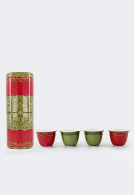Tin Box With Arabic Coffee Cup 70 ml (4 Pcs)