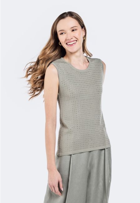 Crystal Embellished Knitted Top