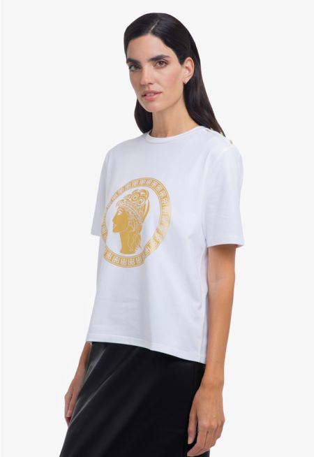 Greek Figure Printed Two Toned T-Shirt -Sale