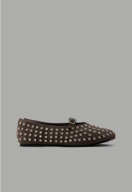 Crystal Embellished Flat Ballerinas