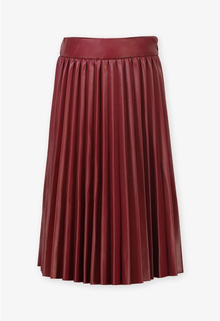 Solid Pleated Skirt