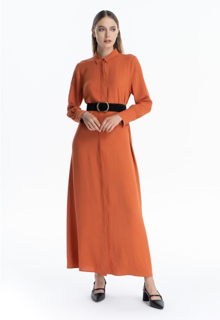 Collared Solid Maxi Dress -Sale