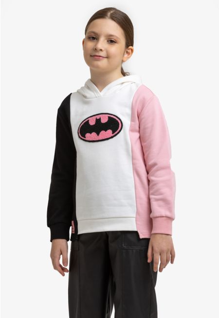 Supergirl Logo Colorblock Hooded Long Sleeves Sweatshirt -Sale