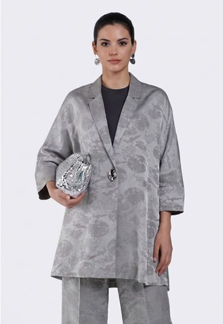 Notched Collar Jacquard Jacket