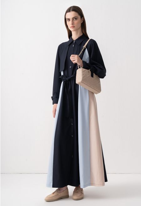 Color Block Elastic Waist Dress
