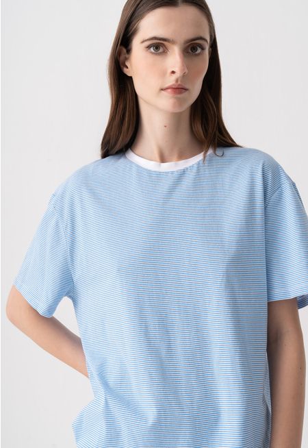 Striped Contrast Relaxed Fit T-shirt