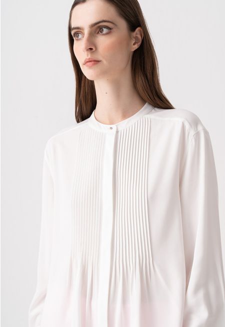 Single Tone Pleated Front Shirt
