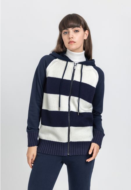 Knitted Zip Front Hoodie