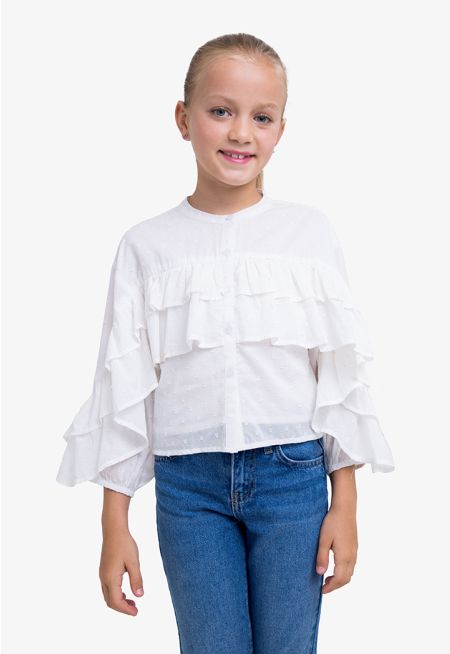 Ruffled Lurex Blouse