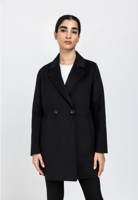 Notched Collar Double Breasted Coat