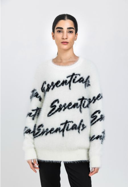 Contrast Mohair Knitted Quilted Blouse