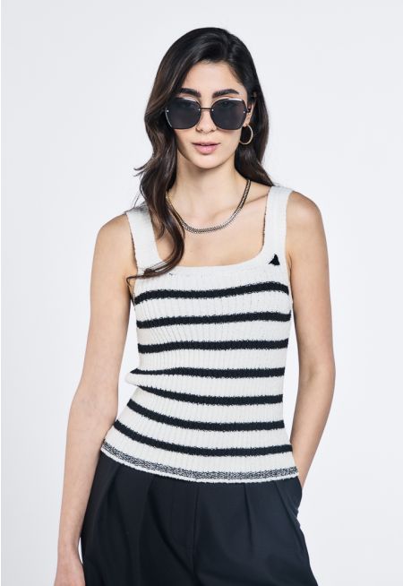 Striped Knitted Ribbed Top