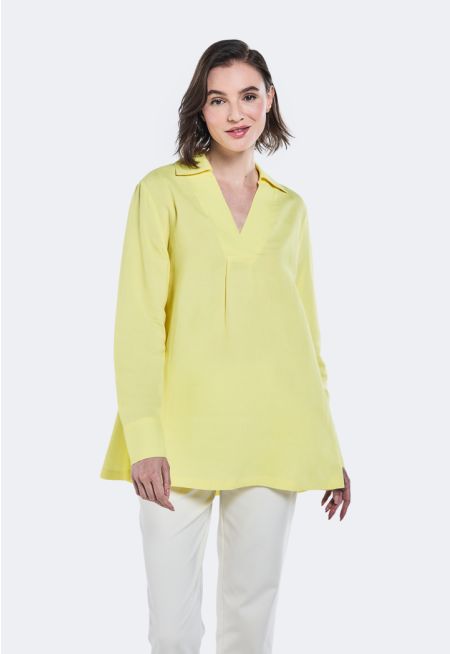 V- Neck Linen Blouse