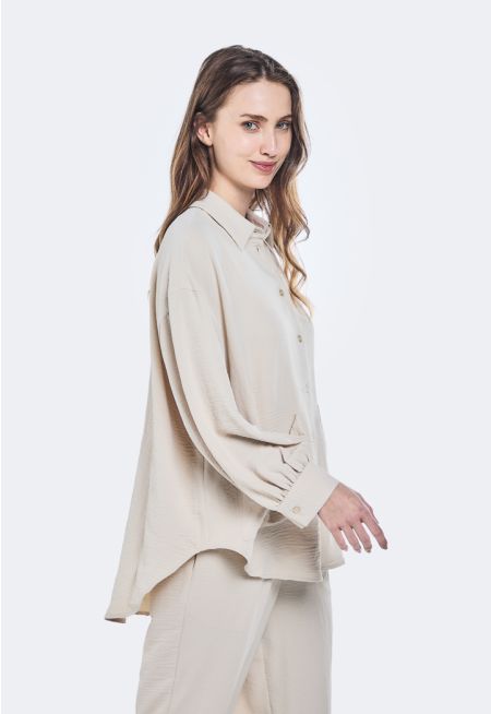 Crinkled High Low Shirt