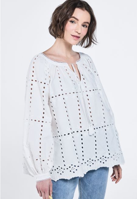 Schiffli Embroidered Lace Blouse
