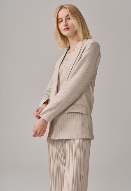 Striped Long Sleeve Linen Blazer