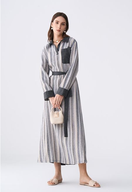 Multicolor Striped Maxi Kaftan Dress- Ramadan Style