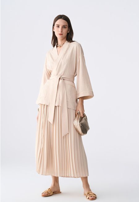All Over Pleated Solid Skirt