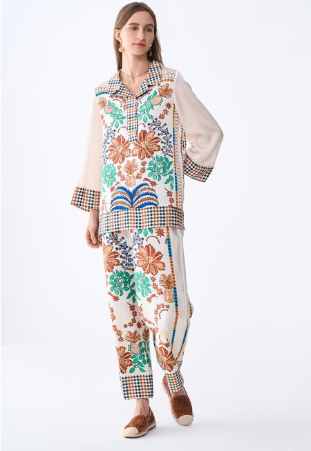 Printed Wide Leg Trousers