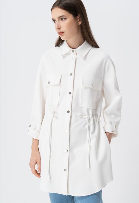 Drawstring Waist Long Stylish Shirt