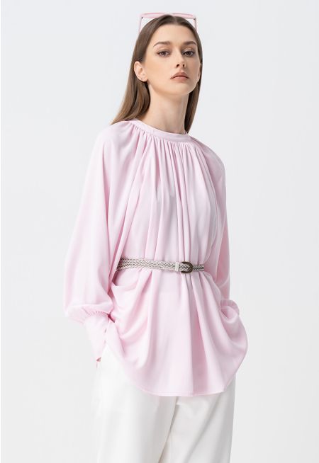 Solid Raglan Sleeves Blouse 