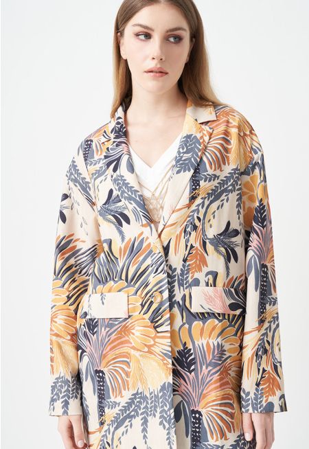 Printed Floral Buttoned Jacket