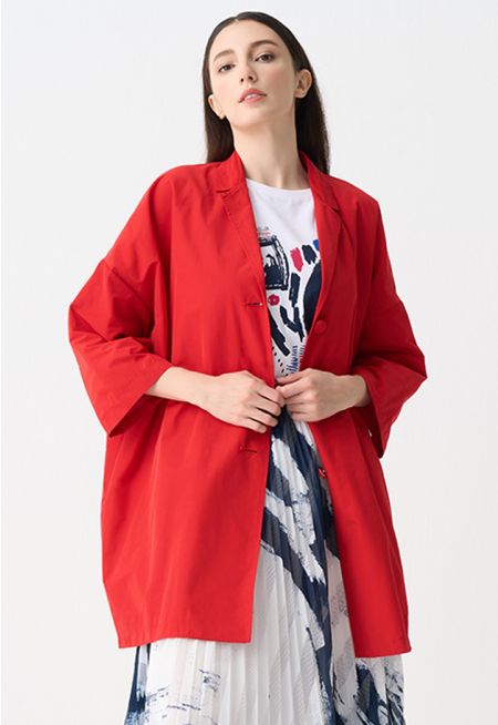 Solid Oversize Midi Jacket