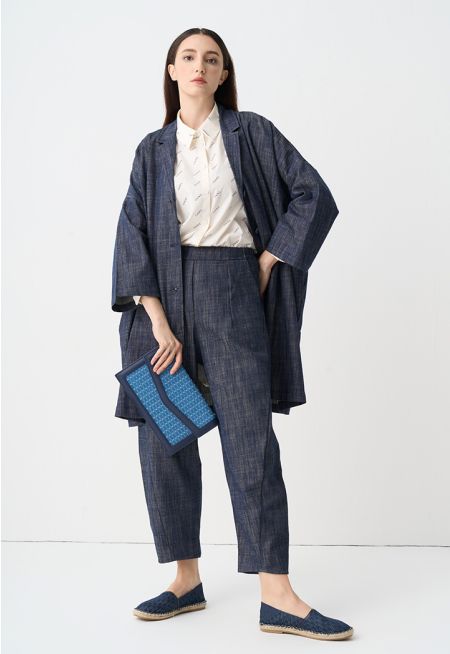 Solid Wide Legs Denim Trouser