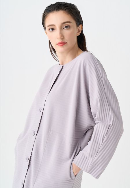 Long Dolman Sleeves Pleated Jacket