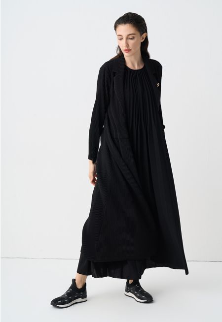 Long Sleeves Pleated Maxi Jacket